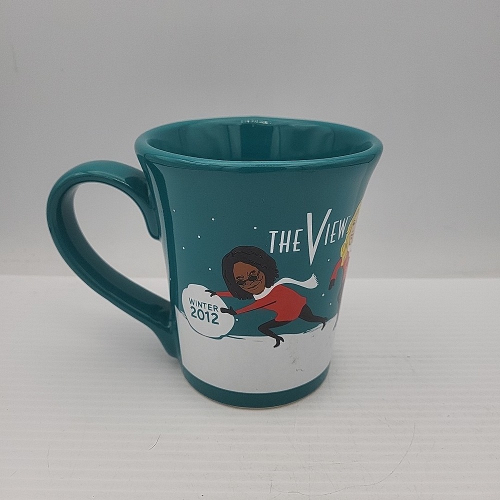 The View Winter 2012 Ceramic Coffee Mug Barbara Whoopi Joy Eli Snow Ball 4.5"